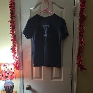 Cruise Wear & Co. Black T-Shirt with Rhinestone Martini Glass